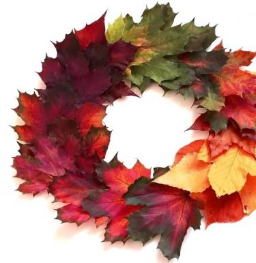 Осенние венки из листьев Как сделать венок из листьев и шишек